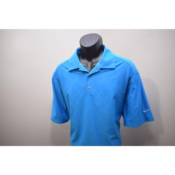 Nike Golf Polo Dri Fit Performance Blue Athletic Golf Shirt Mens Size Large - Picture 1 of 8